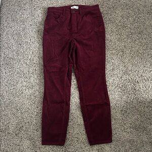 LOFT Deep Red Corduroy Trousers
